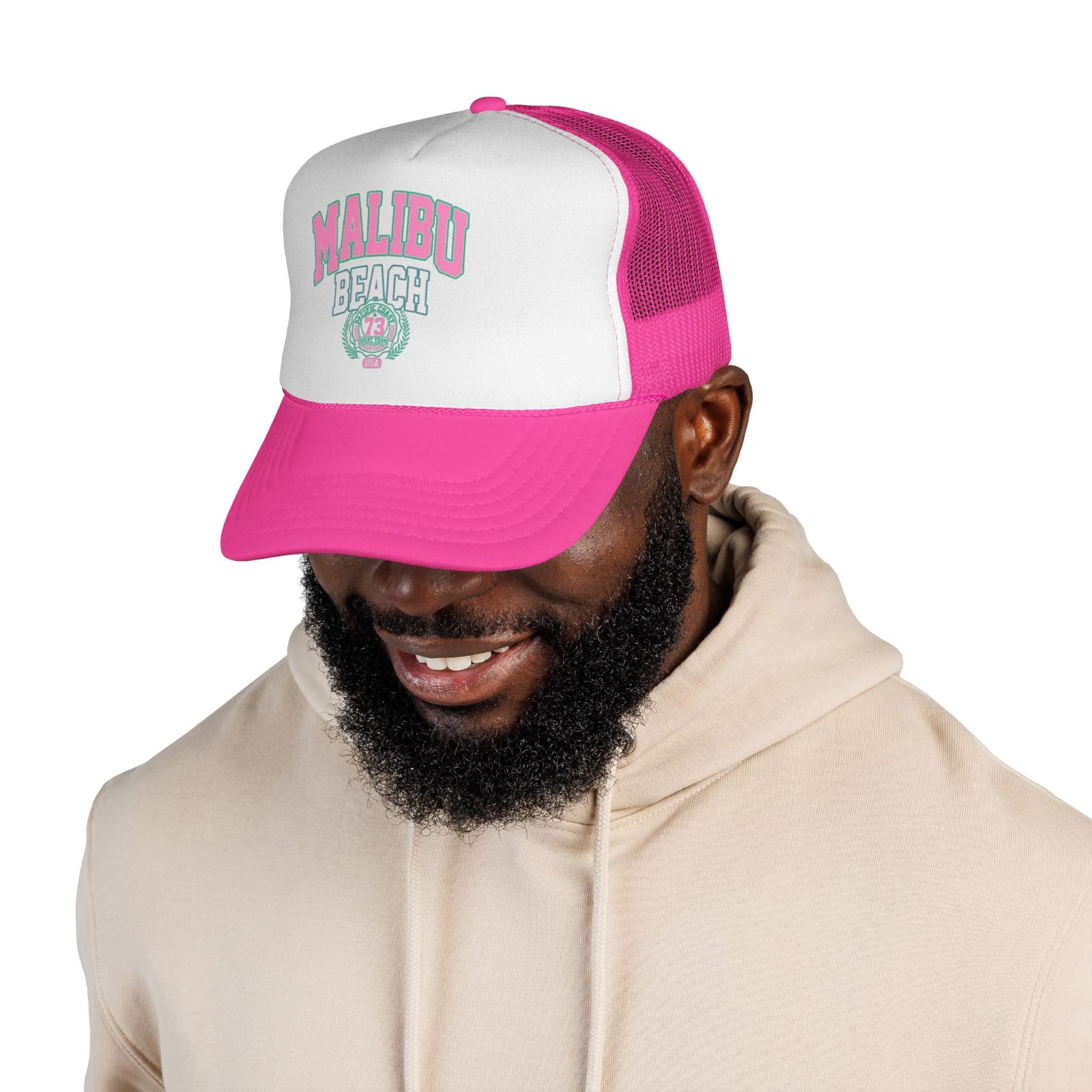 Malibu Beach Curved Peak Foam Trucker Cap