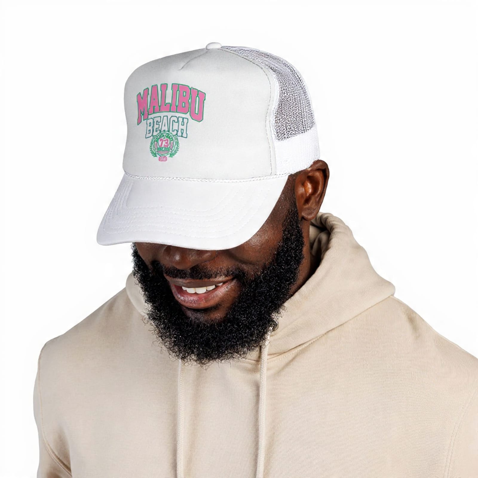 Malibu Beach Curved Peak Foam Trucker Cap