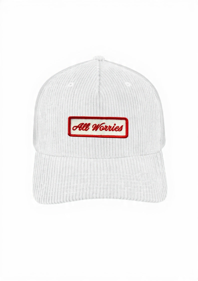 All Worries 5 Panel Corduroy Trucker Cap