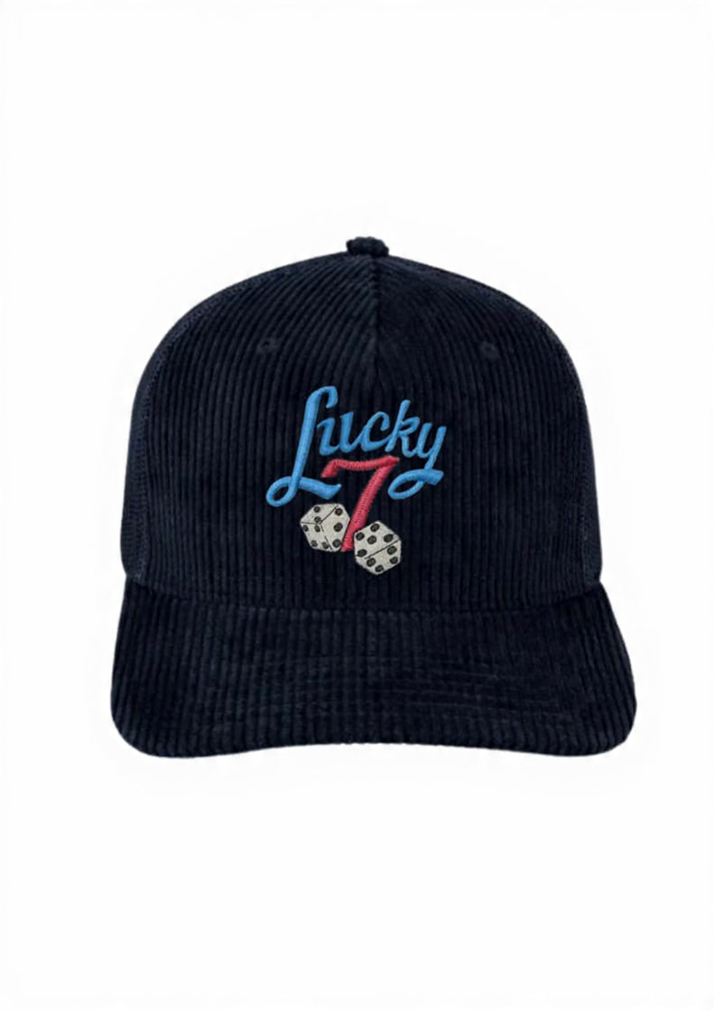 Lucky 7 5 Panel Corduroy Trucker Cap