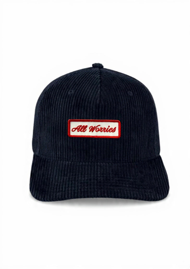 All Worries 5 Panel Corduroy Trucker Cap