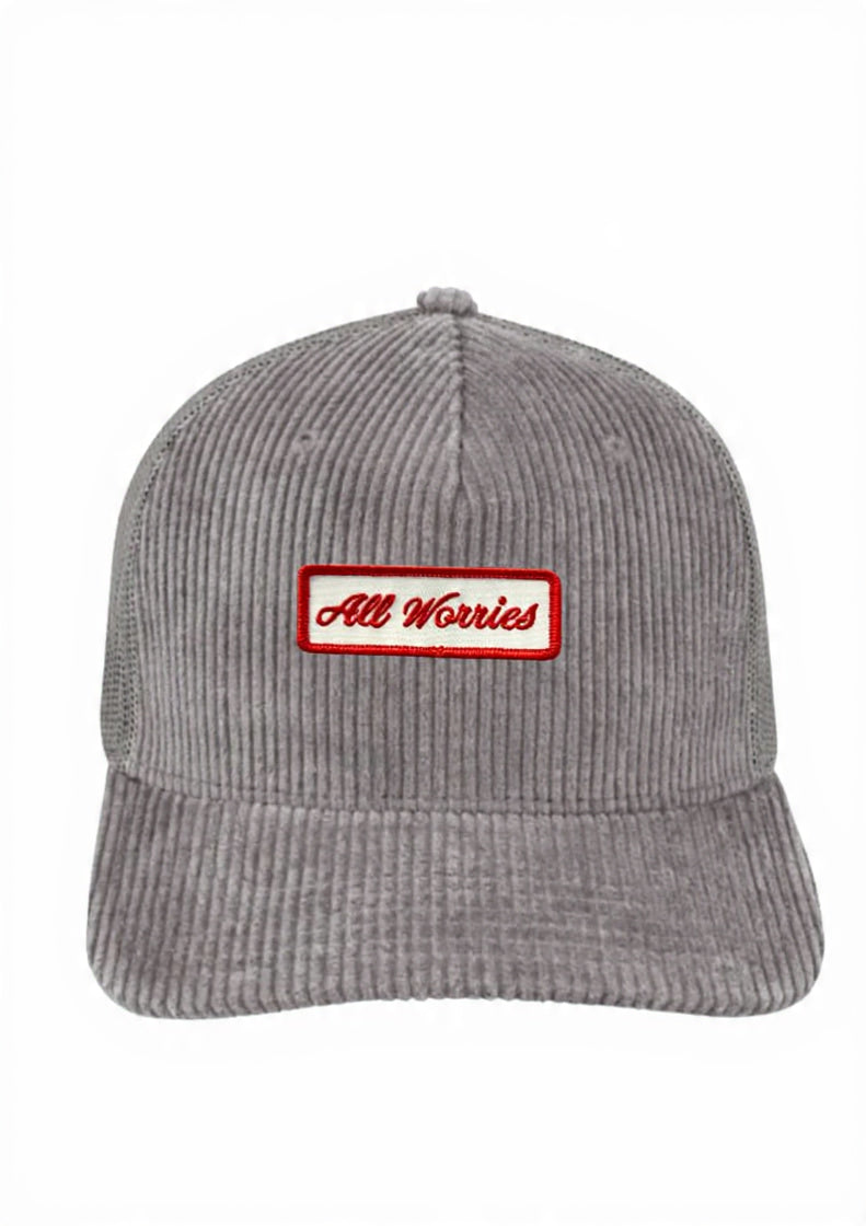 All Worries 5 Panel Corduroy Trucker Cap