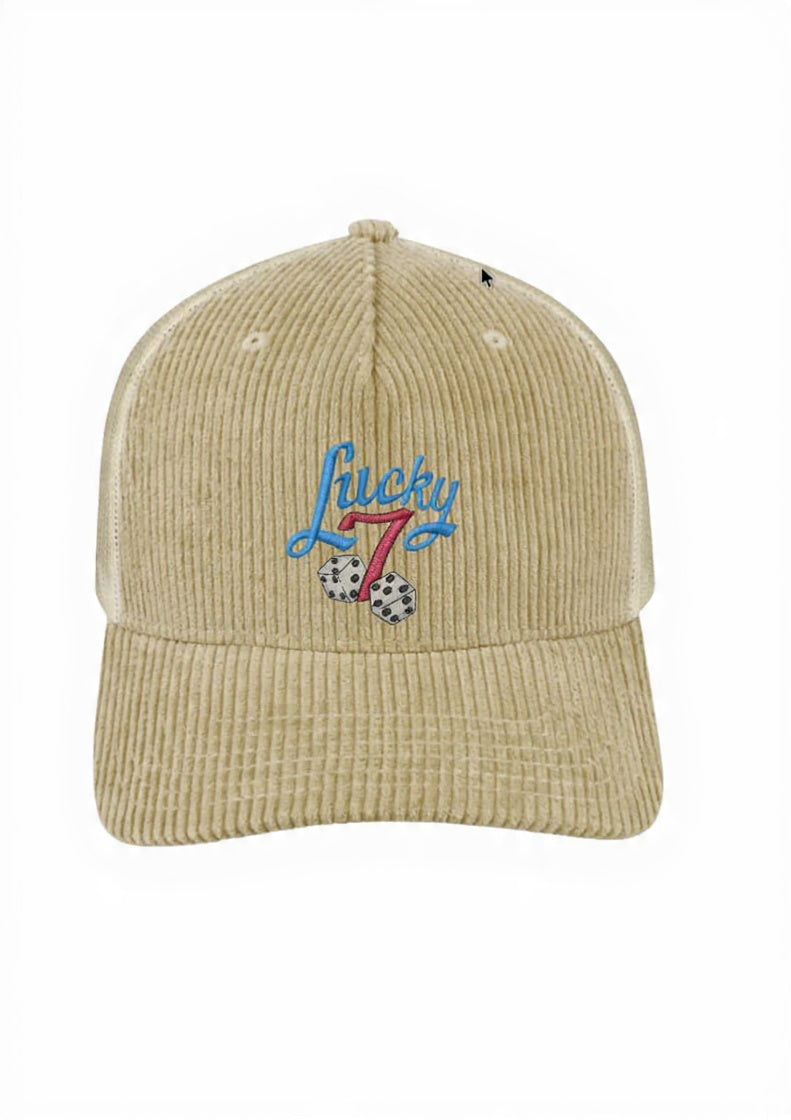 Lucky 7 5 Panel Corduroy Trucker Cap