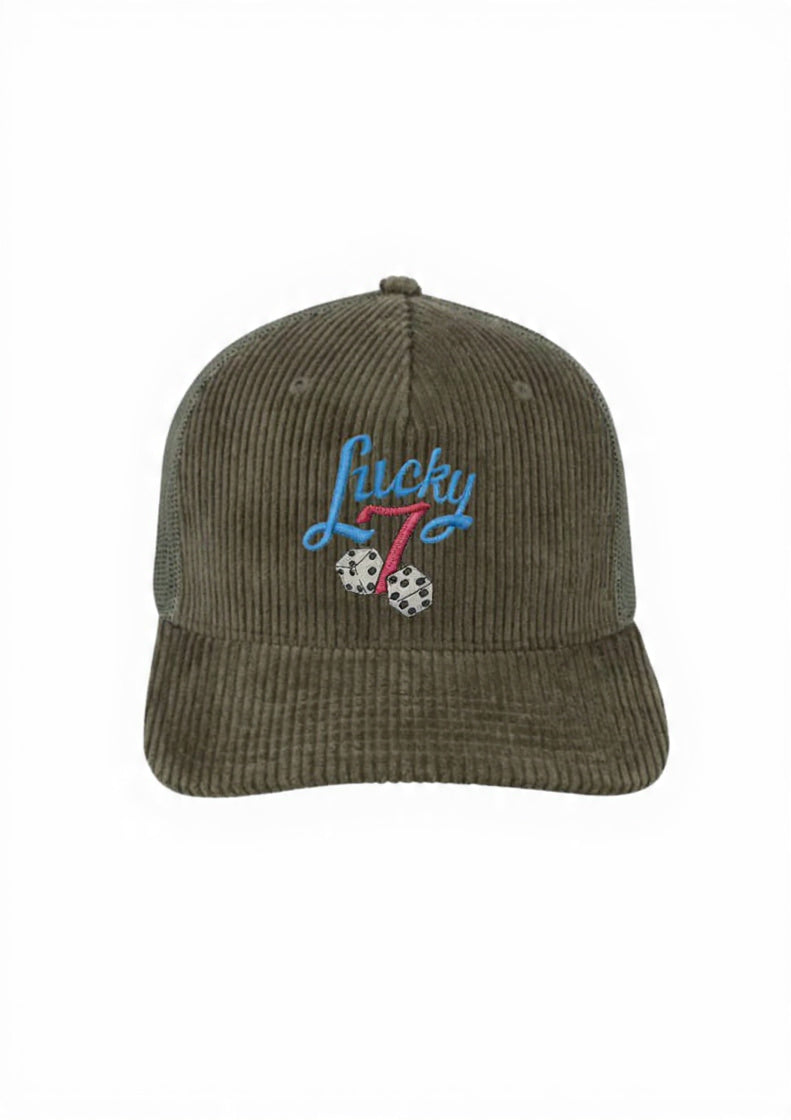 Lucky 7 5 Panel Corduroy Trucker Cap