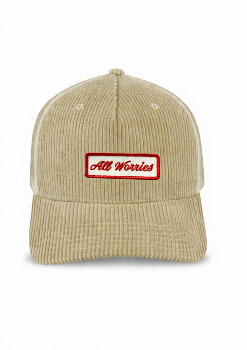 All Worries 5 Panel Corduroy Trucker Cap