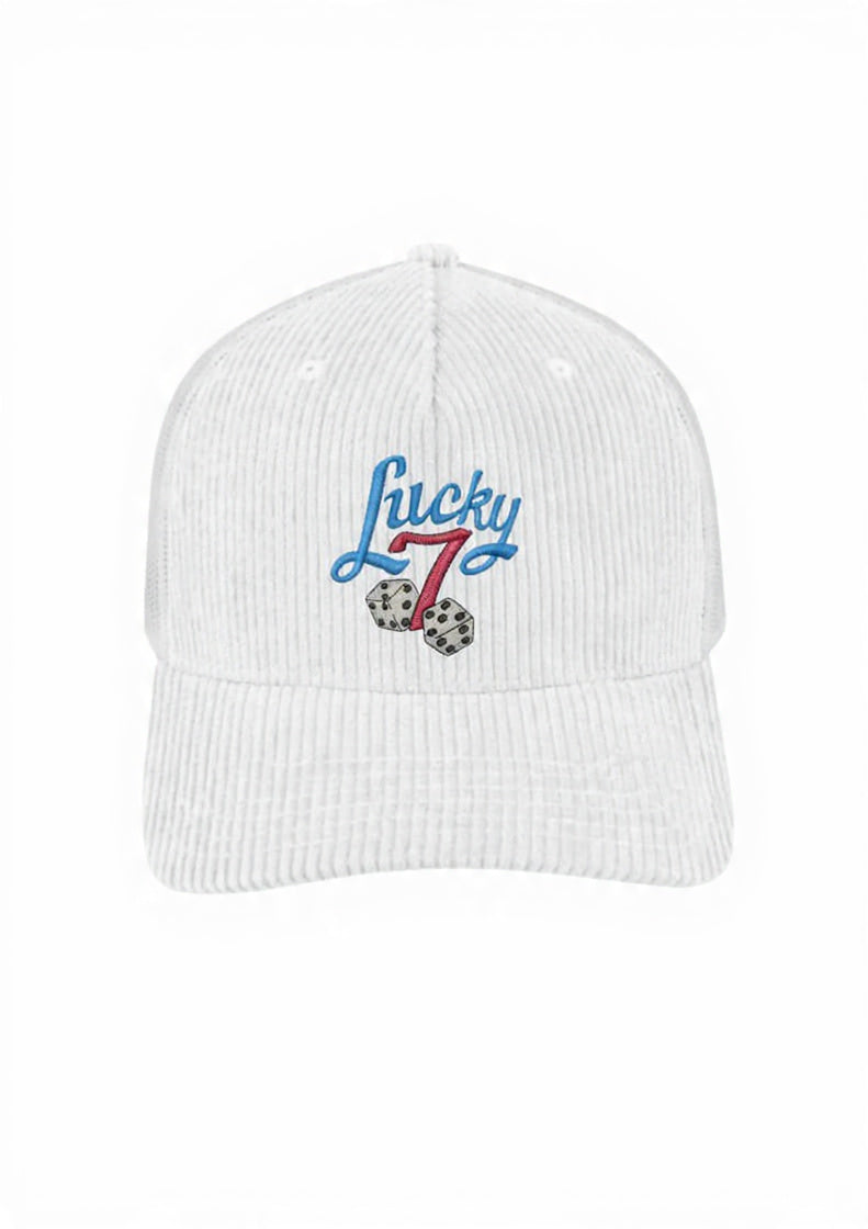 Lucky 7 5 Panel Corduroy Trucker Cap
